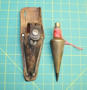 Vintage 16 oz Lietz Surveyors Plumb Bob with Leather Sheath - Picture 1 of 5
