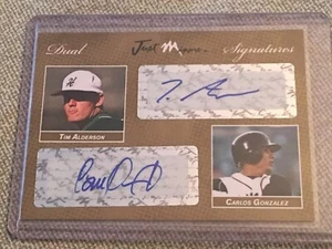 CARLOS GONZALEZ 2008 JUST DUAL AUTO W/ Tim Alderson Autograph Rookie GOLD #10/10 - Picture 1 of 2