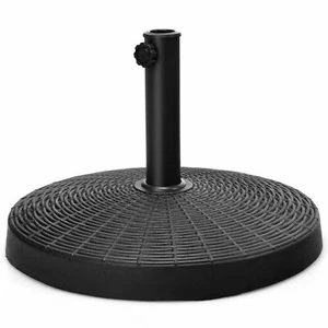 Patiojoy 49lbs Round Patio Umbrella Base Outdoor Resin Umbrella Stand W/ Rattan - Picture 1 of 10