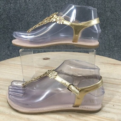 Place Sandal Youth 2 Slingback Thong Flip Flops Brown Faux Leather Open Toe Flat - Image 1 of 4