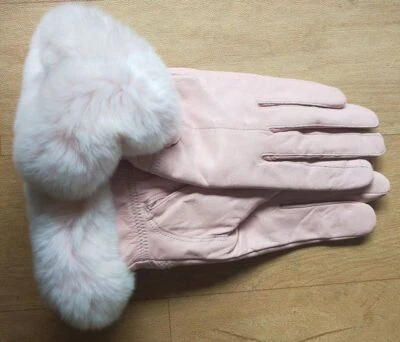 Guantes de Cuero Genuino Real Rex Piel de Conejo Puño Guante Invierno Cálido Mitones 1 pieza Foto 1 de 4