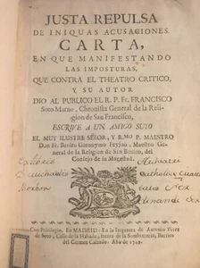FRANCISCO SOTO MARNE Justa repulsa de iniquas acusaciones, 1749 - Picture 1 of 2