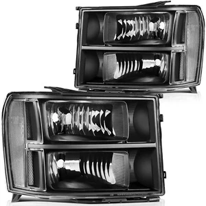 Headlight Assembly For 2007-2014 GMC Sierra 1500 Black Front Replacement Pair - Imagen 1 de 9