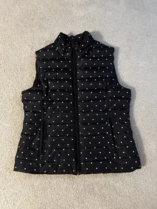 Colebrook Women’s Black White Polka Dot Sleeveless Full Zip Vest Size Small - Picture 1 of 3
