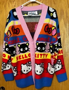 NWOT Forever 21 Yellow Kitty & Friends Fuzzy Oversized Character Cardigan Small - Picture 1 of 4