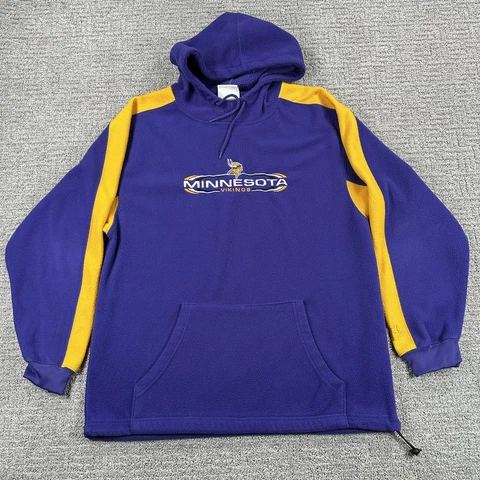 Minnesota Vikings Sweatshirt Large L Purple Fleece Hoodie Logo Pullover Mens Cover