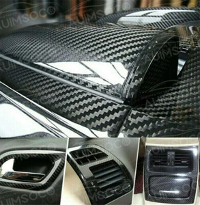 6D Black Glossy Carbon Fiber Vinyl Wrap Sticker Car Accessories for Toyota RAV4 - Picture 1 of 11