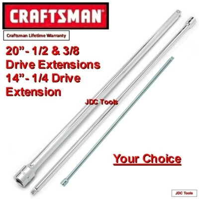 CRAFTSMAN Socket Extension Bars Long Drive Sizes  1/4" 3/8"  3 6 10 14 20 - Image 1 of 4