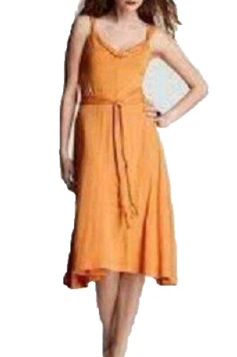ELIE TAHARI XL Orange V-neck Sleeveless Belted Jersey Knit Midi Dress NWT $198 - Image 1 of 4
