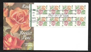 #1737a 15c Red Masterpiece & Medallion Roses - Spectrum FDC Bkt Pane of 8 - Picture 1 of 2