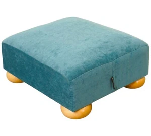 Small Low Footstool Pouffe Stool Present Velvet British Made - Picture 1 of 6