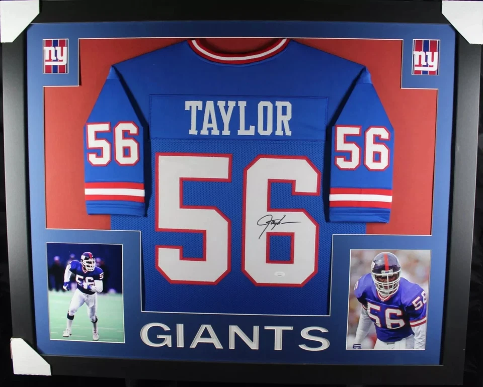 Jersey personalizado firmado/autografiado por Lawrence Taylor en marco de 35x43 - JSA Foto 1 de 1