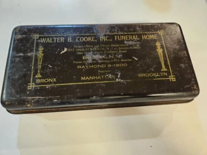 Caja de cerradura de metal vintage Walter B. Cooke Inc. funeraria Bronx NY - Imagen 1 de 9