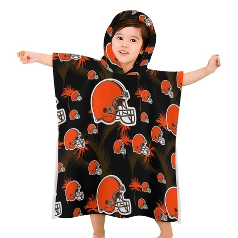 Cleveland Browns Children's Bath Towel with Hood Travel Holiday Bath Towel Cover