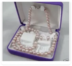 Natural 7-8MM Purple Freshwater Pearl Necklace 18" Bracelet 7.5" Earrings Set AA - Picture 1 of 6