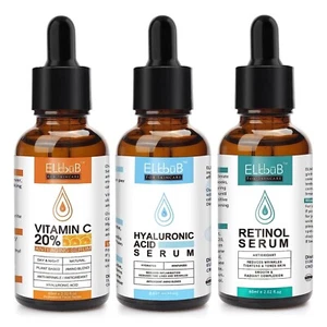 Gesichtsserum Set Vitamin C Hyaluron Retinol Serum Anti-Falten Anti-Aging Vegan - Bild 1 von 65