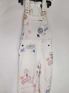 NWT Cider Women’s White Printed Overalls Hippie Boho Size Large - Picture 1 of 14