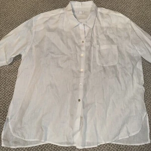 Camisa Jill Love Lino Grande 100% Lino Abotonada Manga Larga Top Blanco Alto Lo - Imagen 1 de 5