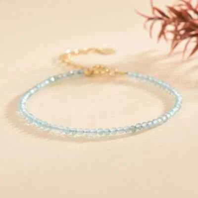 Dainty Apatite Bracelet Minimalist Healing Crystal Bracelet Gifts for Women - Image 1 of 4