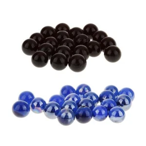 40 6mm Assorted Glass Marbles Traditional Game Black/Blue - Picture 1 of 7