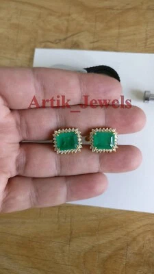 Labor Erstellt Smaragd & Cz Edelstein Mit 14K Vergoldet Silber #679 - Bild 1 von 4