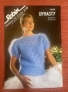 Dynasty Mohair Damenpullover mit Spitze und Schlitzausschnitt 30”-40” Vintage Strickmuster 14505 - Bild 1 von 2
