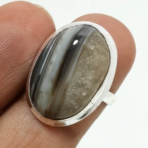 Blue Lace Agate Gemstone Ring Handmade Antique Design Dainty Jewelry 7" MXR 4885 - Picture 1 of 6