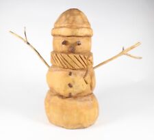 Vintage Josh Galore Hand carved Wood Snowman Primitive Handmade Folk Art 9""