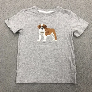 Janie And Jack Crew Neck Graphic T Shirt Girls 6 Gray Bulldog School Play  - Picture 1 of 9