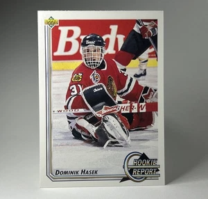 1992-93 Dominik Hasek Rookie Upper Deck Rookie Report #366 RC NHL/NHLPA Card - Picture 1 of 7