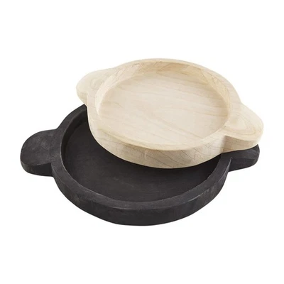 Mud Pie Paulownia Tray Set, Black, Small 2" x 17" | Large 2" x 19" - Image 1 of 4