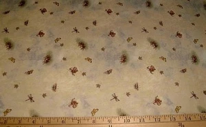GIORDANO Fabric - Butterflies Mushrooms & Leaves on Shaded Tan 18"/ HALF YD CUT - Picture 1 of 1