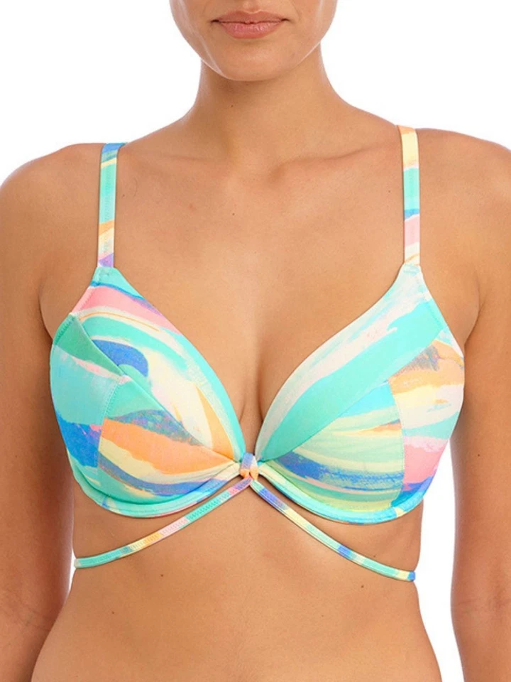 Freya Summer Reef Bikini Top Underwired Plunge Front Tie Swim Tops Swimwear - Image 1 of 1