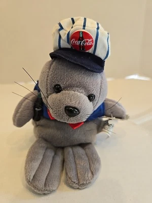 Bolsa de frijoles COCA COLA gris sello 8" felpa 1998 en traje de entrega con etiqueta #0170 Foto 1 de 4