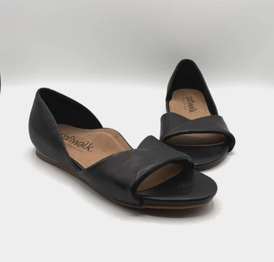 SOFTWALK Cypress Sandals Women's Size 6.5 Black Leather Slip-On Flats S2307 NWOB - Image 1 of 4