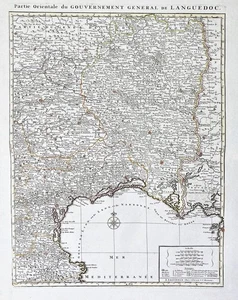 Narbonne Beziers Montpellier Perpignan Agde Map Carte Covens Mortier 1750 - Picture 1 of 1