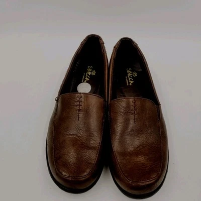 Sbicca Womens 8.5 Wide Brown Square Toe Loafer Faux Leather Slip On Moc W - Image 1 of 4