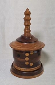 Vintage Tabakdose handgedrechselt Holz Nussbaum Eiche Schnupftabak Grandpacore signiert E. weiß  - Bild 1 von 13