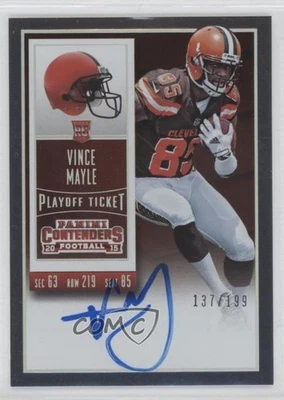 2015 Panini Contenders RPS Playoff Ticket /199 Vince Mayle (Base) Rookie Auto RC - Image 1 of 2