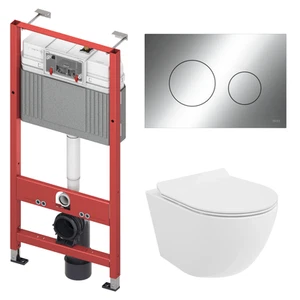 WC SET: Vorwandelement TECE + Toilette Rolo Weiß + Matte + Betätigungsplatte C - Bild 1 von 8