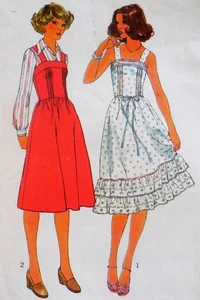 VTG 1977 SIMPLICITY 8015 SEW PATTERN SUNDRESS JUMPER RUFFLES ZIPPER 8/31.5 UC/FF - Picture 1 of 3