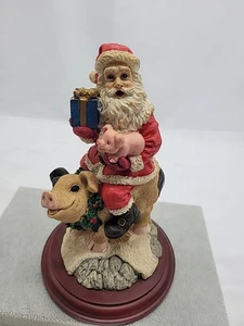 Vintage JAIMY 7.5" SANTA CLAUS Sitting On Christmas Pig resin figurine - Picture 1 of 19