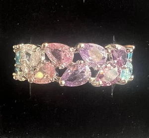 Bomb Party Ring Sz 10 RBP7773 The Scattered Band Rose Quartz, Purple And Blue CZ - Picture 1 of 6