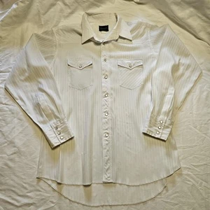 Vintage Wrangler Pearl Snap Western Hemd Herren Größe Large Langarm Weiß - Bild 1 von 17
