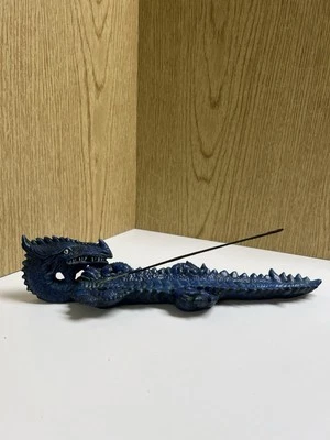 "Quemador de cerámica azul Dragon Insense hecho a mano 13 1/2"" de largo" Foto 1 de 4
