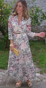 Zara Cream classic vintage White Multi Floral Maxi Shirt Dress Princess Kate S - Picture 1 of 7
