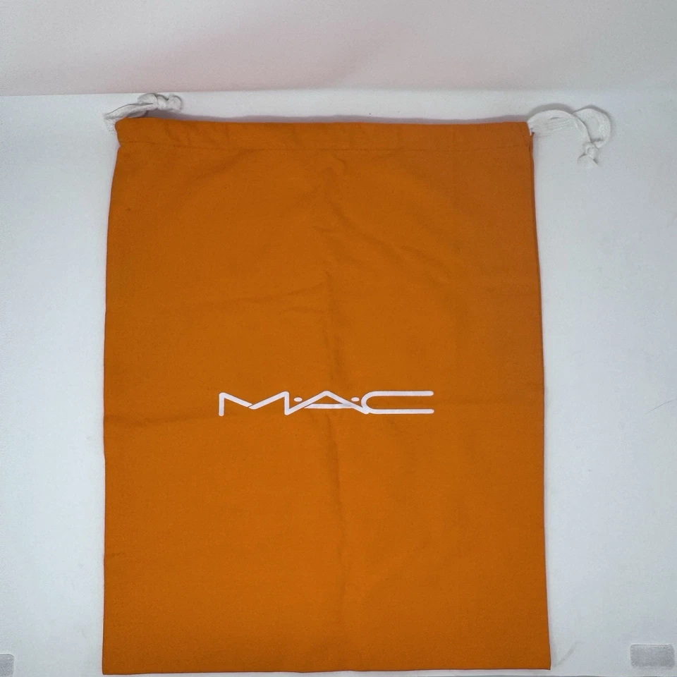 MAC Makeup Dust Bag Orange Canvas Travel 19.75”x16” - Image 1 of 3