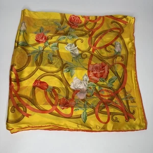 Bufanda de seda a rayas florales vintage CHRISTIAN DIOR 35"x35" - Imagen 1 de 10
