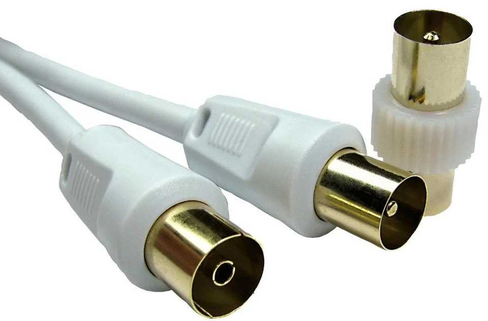 RARAION - TV Aerial Coaxial Lead, Male to Female, White, 3m - Image 1 of 1