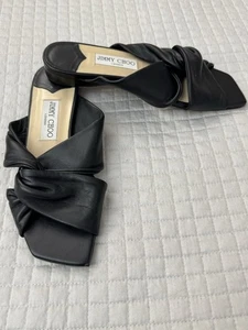 Jimmy Choo Narissa Black Leather Sandals Size EU 38 / US 7 / 7.5 - Picture 1 of 9